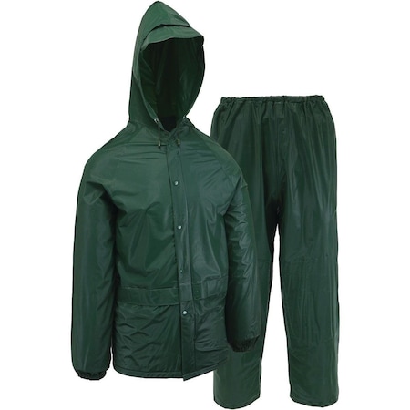 West Chester Protective Gear Protective Gear Medium 2-Piece Green PVC Rain Suit 44100/M
